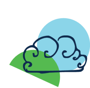 Sketch of cloud on abstract blue and green background