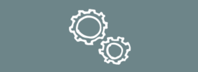 A sketch of gears in white on a grey background