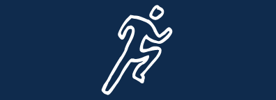 Sketch of a man running, drawn in white against a navy background