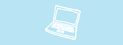 outline of a laptop on a light blue background